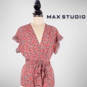 Max Studio Red Floral Blouse